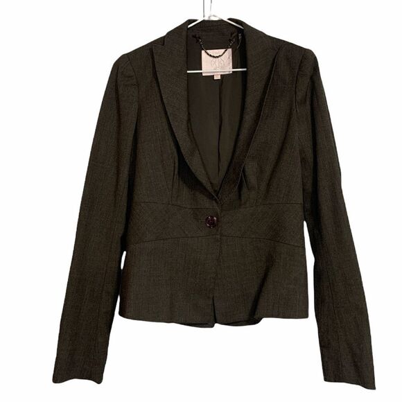 Rebecca Taylor Single Button Wool Fawn Knot Blazer - Picture 1 of 11